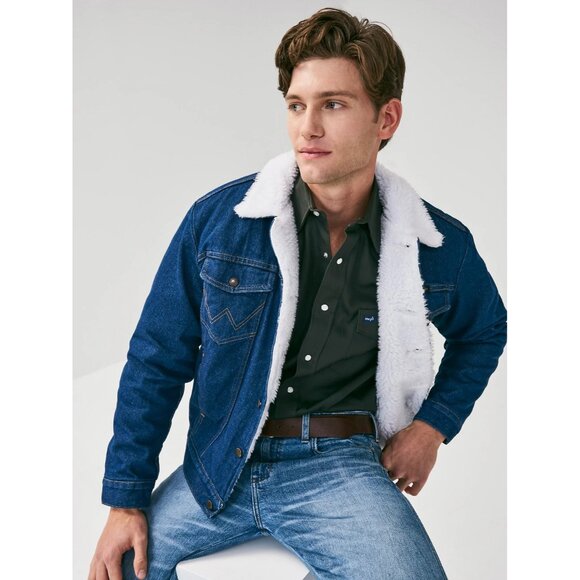 MEN'S PREOWNED VINTAGE 1970s WRANGLER WESTERN SHERPA LINED DENIM JACKET SIZE MED - Picture 4 of 14